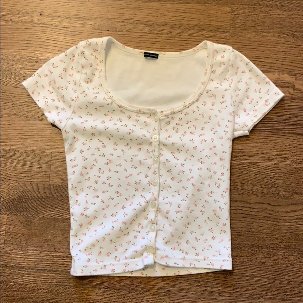 White flowery Brandy Melville Crop top